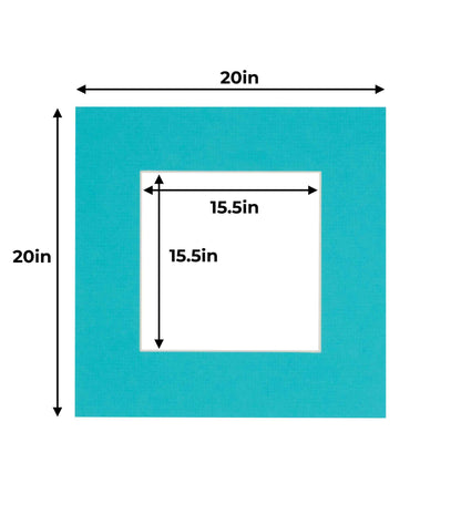 Pack of 25 Aquamarine Blue Precut Acid-Free Matboard Set with Clear Bags & Backings