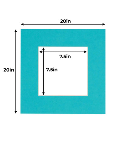 Pack of 25 Aquamarine Blue Precut Acid-Free Matboard Set with Clear Bags & Backings