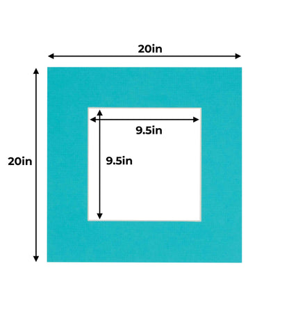Pack of 25 Aquamarine Blue Precut Acid-Free Matboard Set with Clear Bags & Backings