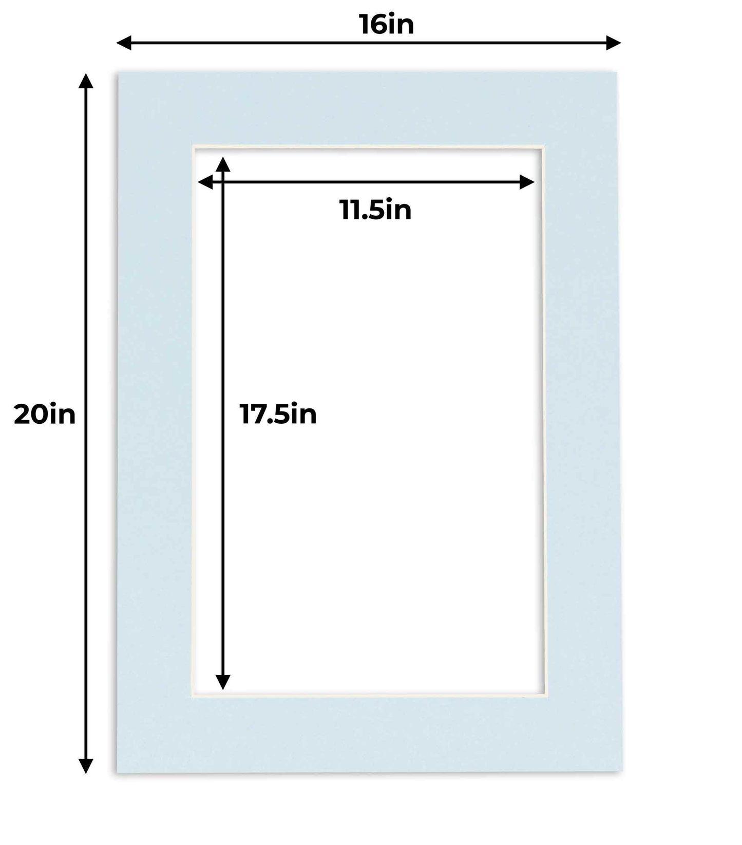 Pack of 25 Baby Blue Precut Acid-Free Matboard Set with Clear Bags & Backings