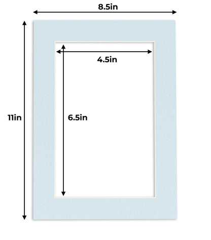 Pack of 10 Baby Blue Precut Acid-Free Matboards