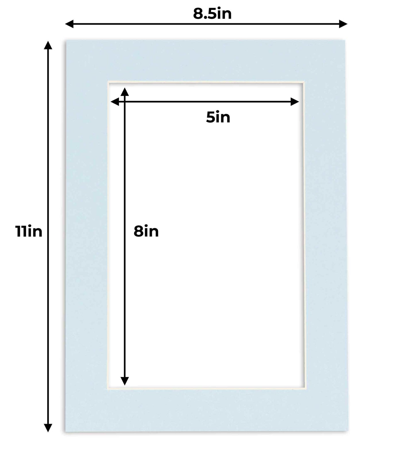 Pack of 25 Baby Blue Precut Acid-Free Matboard Set with Clear Bags & Backings