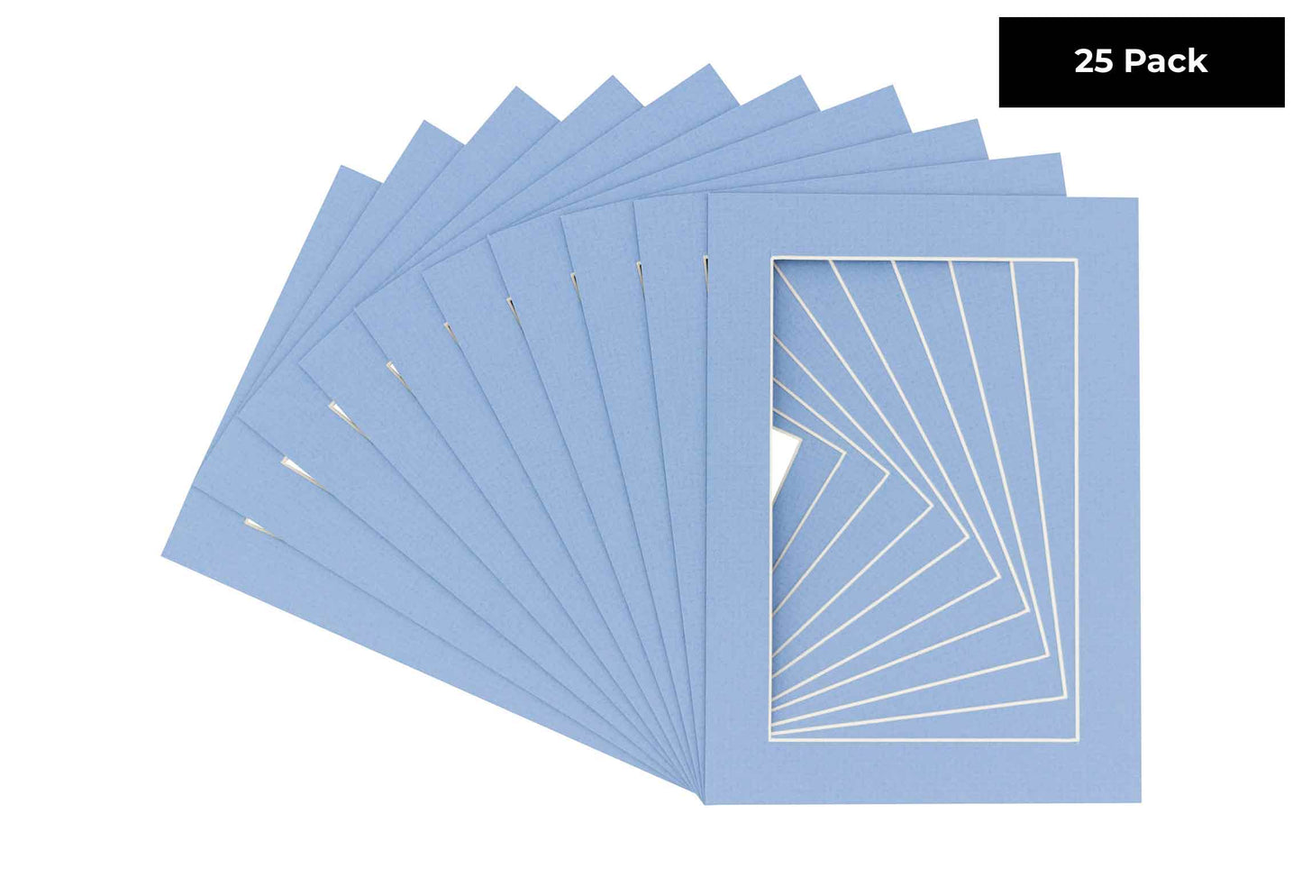 Pack of 25 Brittany Blue Precut Acid-Free Matboard Set with Clear Bags & Backings