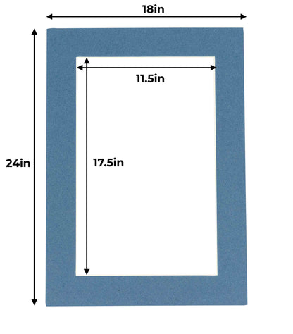 Pack of 25 Steel Blue Precut Acid-Free Matboard Set with Clear Bags & Backings