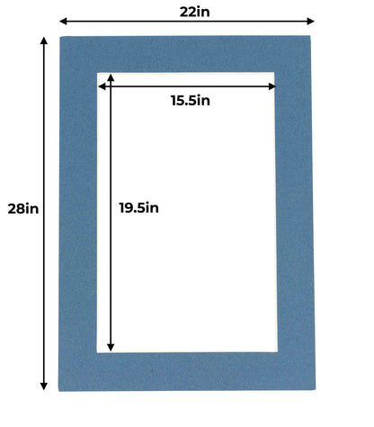 Pack of 25 Steel Blue Precut Acid-Free Matboard Set with Clear Bags & Backings