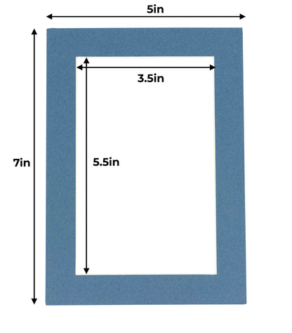 Pack of 25 Steel Blue Precut Acid-Free Matboard Set with Clear Bags & Backings
