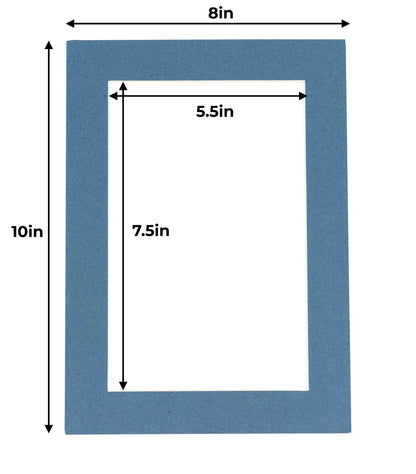 Pack of 25 Steel Blue Precut Acid-Free Matboard Set with Clear Bags & Backings