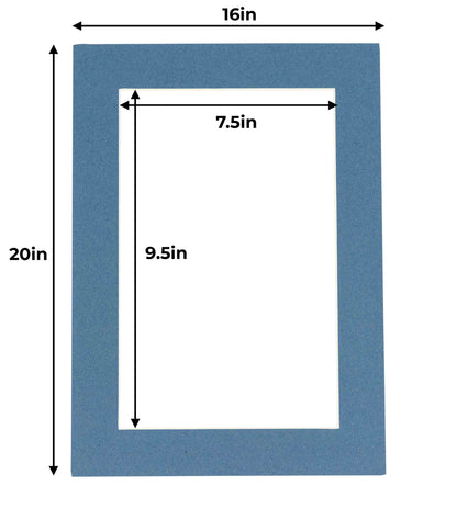 Pack of 25 Steel Blue Precut Acid-Free Matboard Set with Clear Bags & Backings