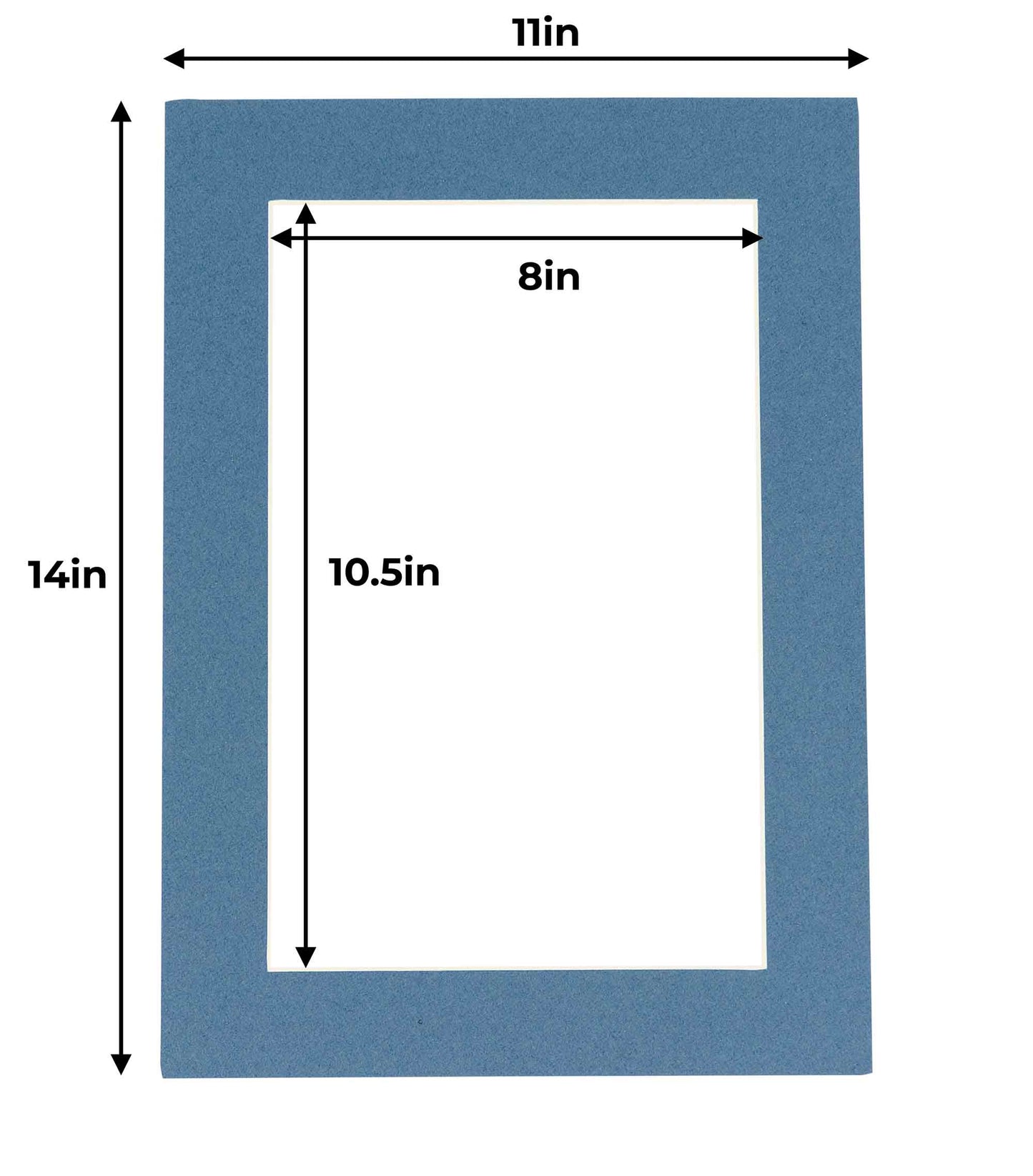 Pack of 10 Steel Blue Precut Acid-Free Matboard Set with Clear Bags & Backings
