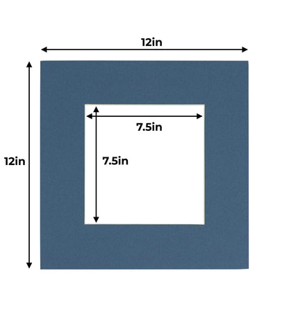 Pack of 25 Steel Blue Precut Acid-Free Matboard Set with Clear Bags & Backings