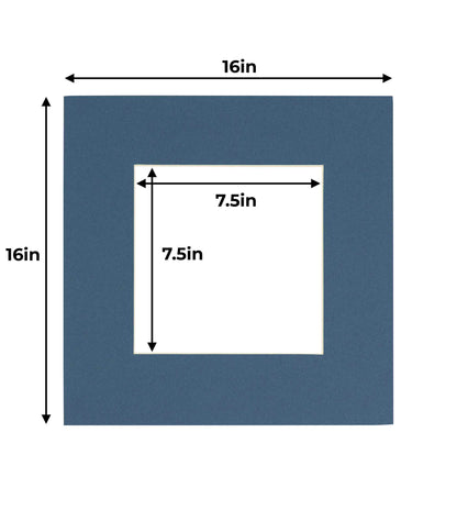 Pack of 25 Steel Blue Precut Acid-Free Matboard Set with Clear Bags & Backings