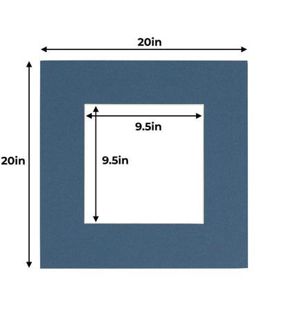 Pack of 25 Steel Blue Precut Acid-Free Matboard Set with Clear Bags & Backings
