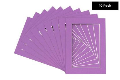 Pack of 10 Dark Purple Precut Acid-Free Matboard Set with Clear Bags & Backings