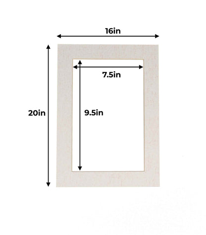Pack of 25 White Linen Canvas Precut Acid-Free Matboard Set with Clear Bags & Backings