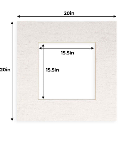Pack of 10 White Linen Canvas Precut Acid-Free Matboard Set with Clear Bags & Backings
