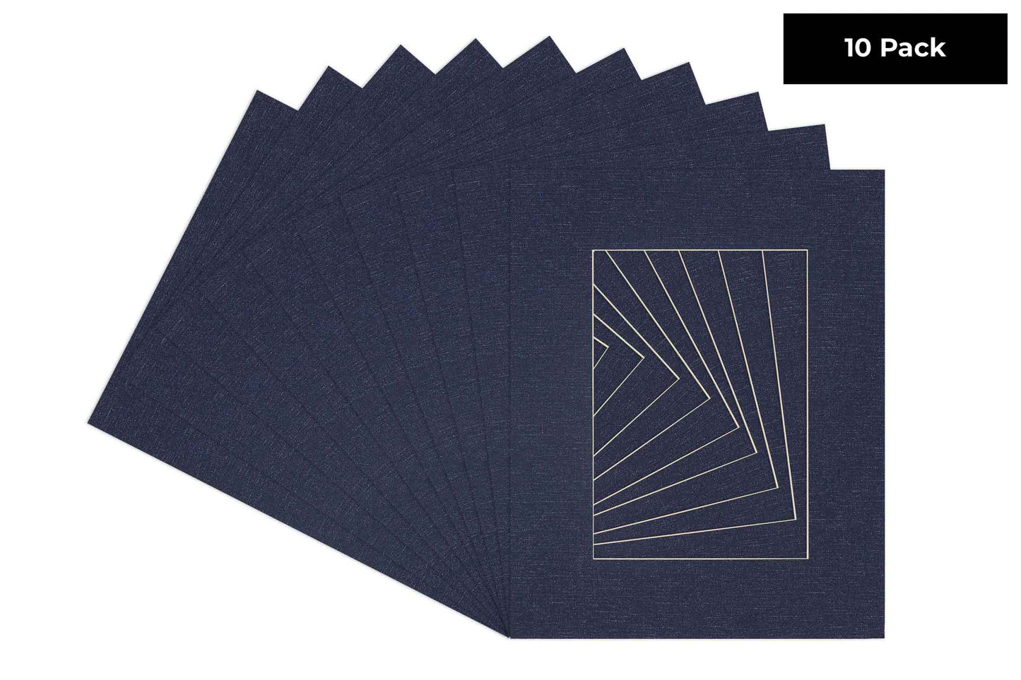 Pack of 10 Navy Canvas Texture Precut Acid-Free Matboards