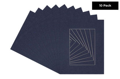 Pack of 10 Navy Canvas Texture Precut Acid-Free Matboards