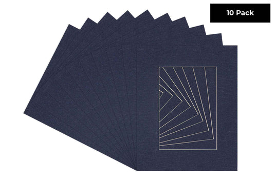 Pack of 10 Navy Canvas Texture Precut Acid-Free Matboards