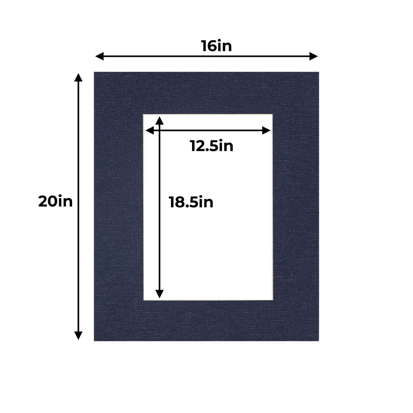 Pack of 25 Navy Canvas Texture Precut Acid-Free Matboards