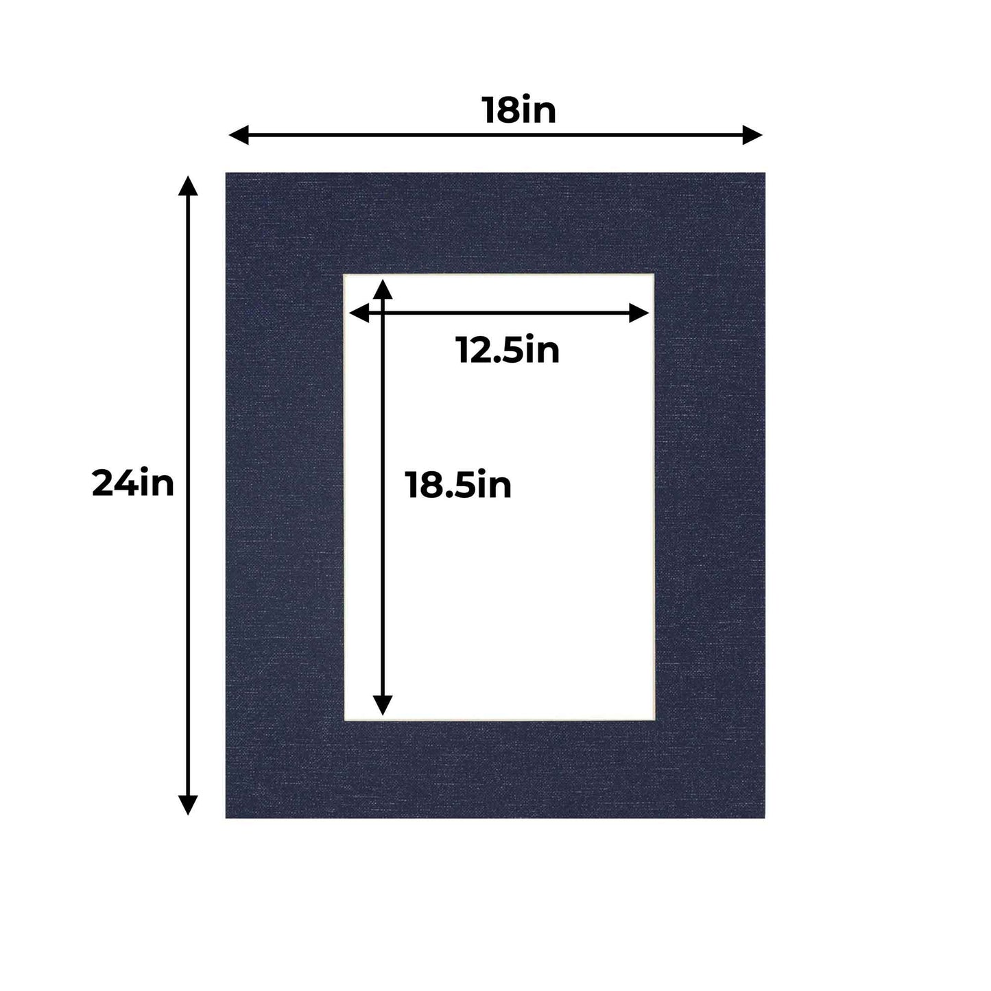Pack of 25 Navy Canvas Texture Precut Acid-Free Matboards