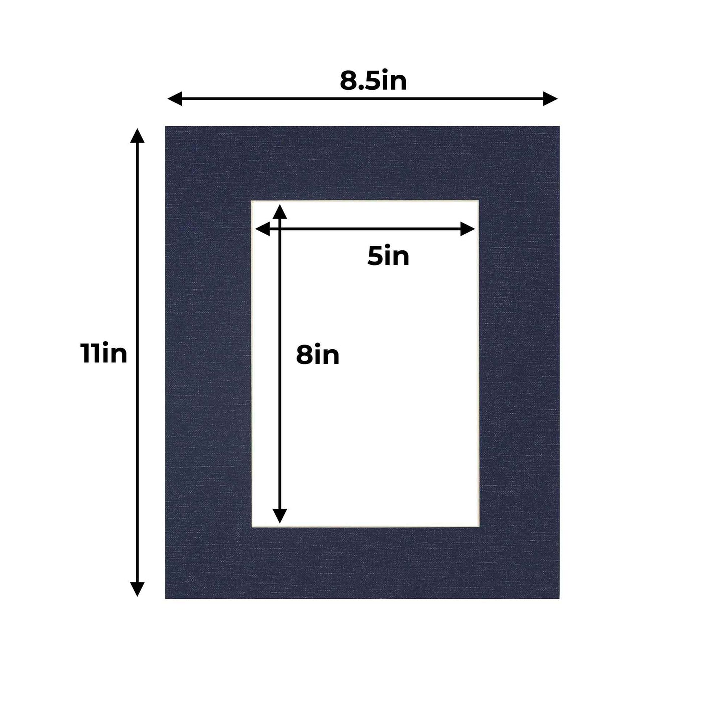 Pack of 10 Navy Canvas Texture Precut Acid-Free Matboards