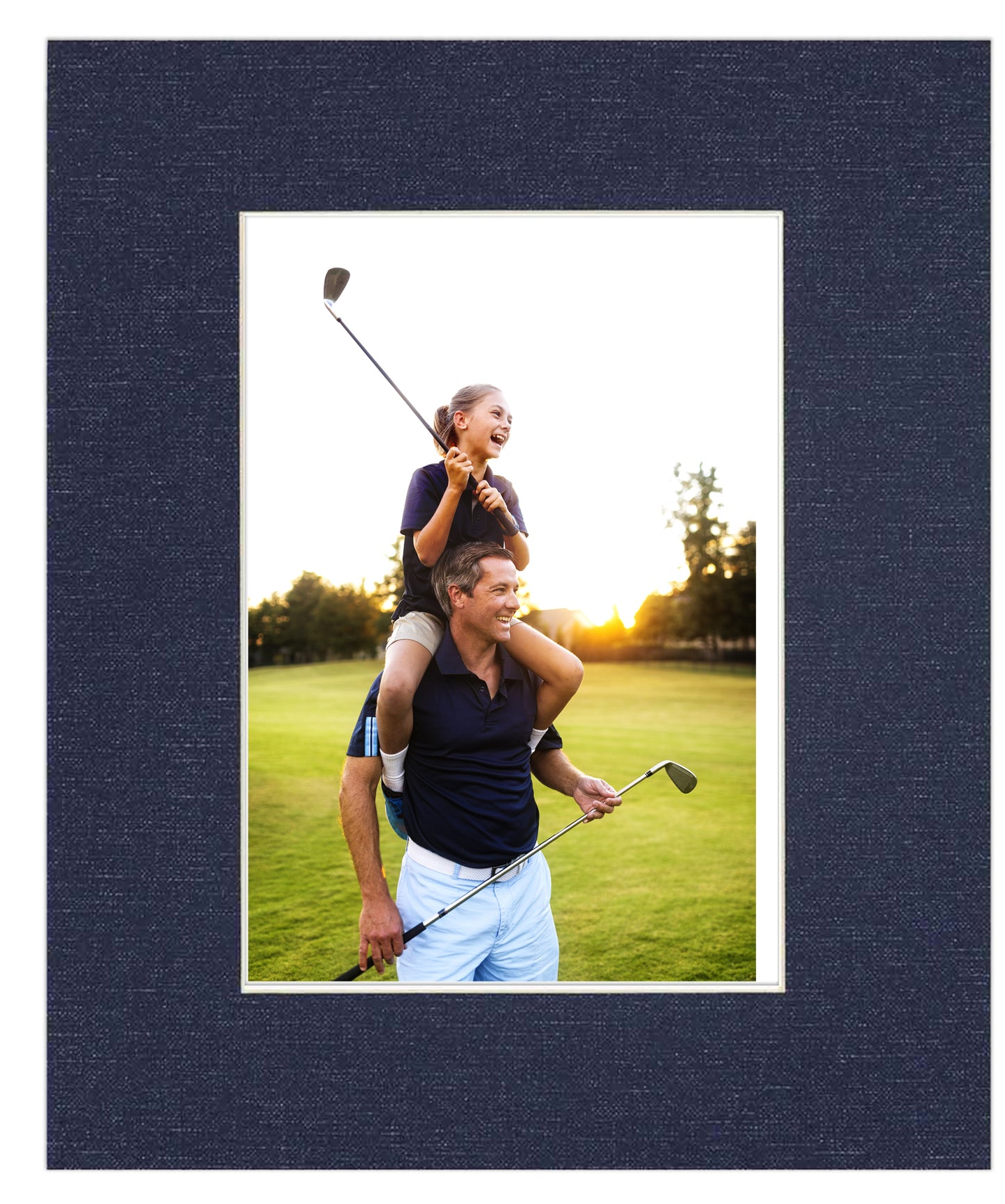 Navy Canvas Texture Precut Acid-Free Matboard Set with Clear Bag & Backing