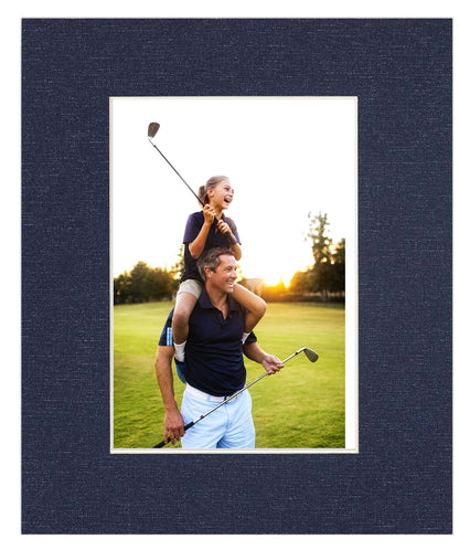 Navy Canvas Texture Precut Acid-Free Matboard Set with Clear Bag & Backing
