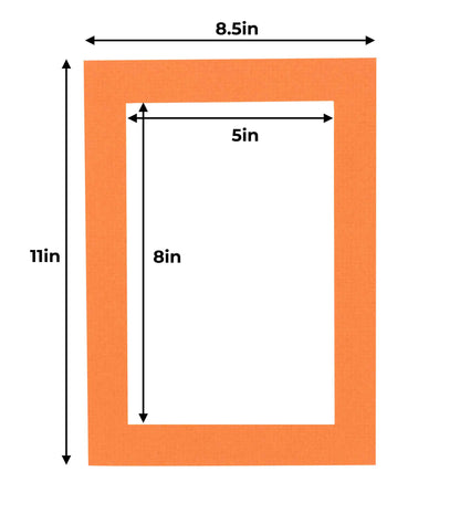 Pack of 25 Burnt Orange Precut Acid-Free Matboard Set with Clear Bags & Backings