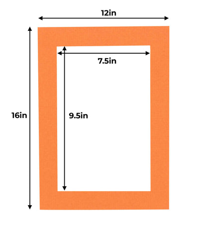Pack of 25 Burnt Orange Precut Acid-Free Matboard Set with Clear Bags & Backings