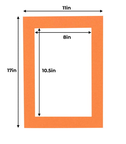Pack of 25 Burnt Orange Precut Acid-Free Matboard Set with Clear Bags & Backings