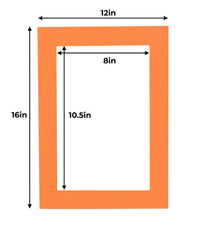 Pack of 25 Burnt Orange Precut Acid-Free Matboard Set with Clear Bags & Backings