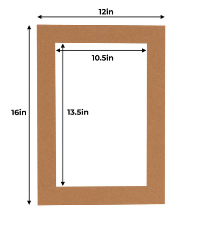 Pack of 10 Aged Oak Brown Precut Acid-Free Matboard Set with Clear Bags & Backings
