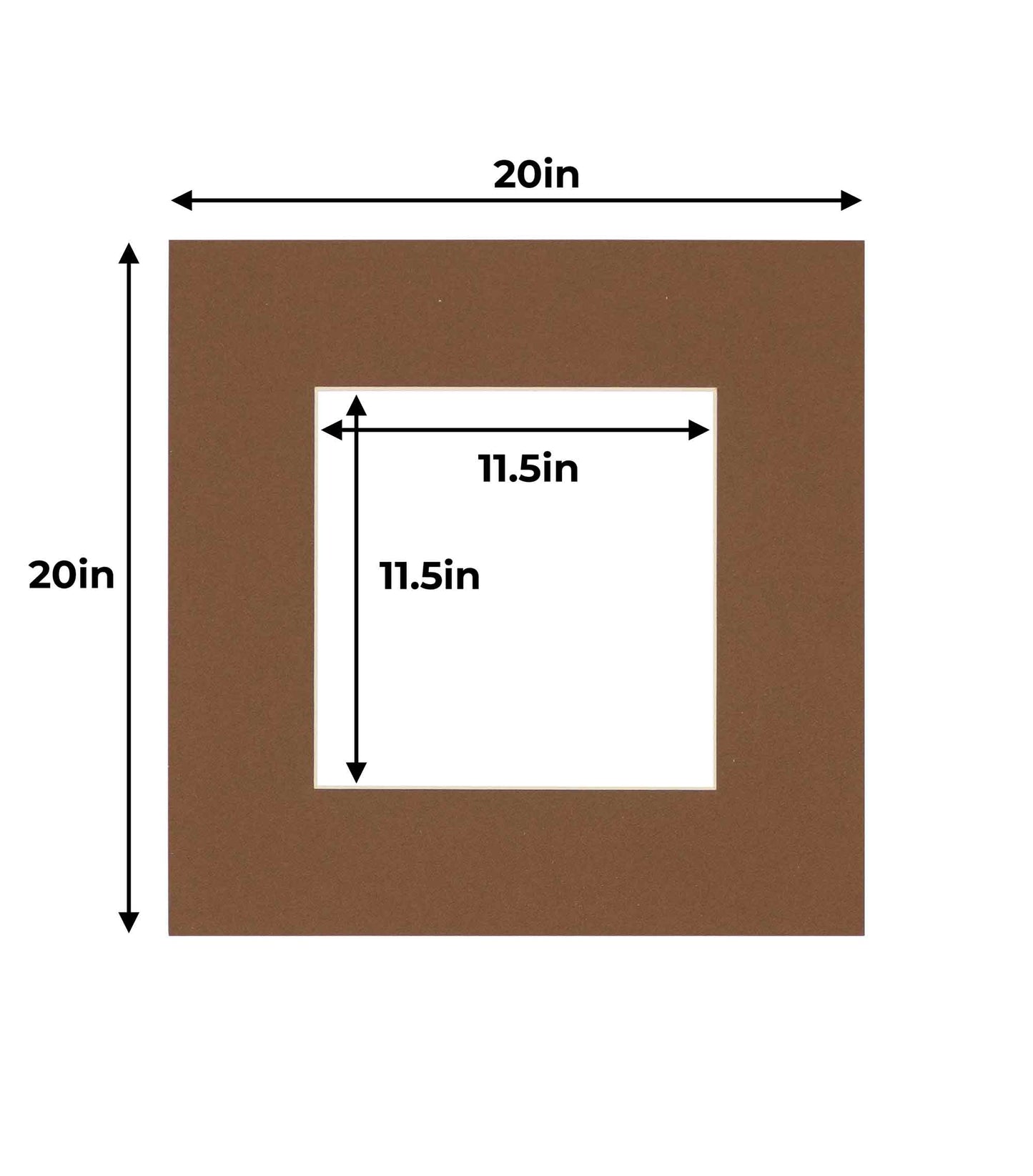 Pack of 25 Aged Oak Brown Precut Acid-Free Matboard Set with Clear Bags & Backings