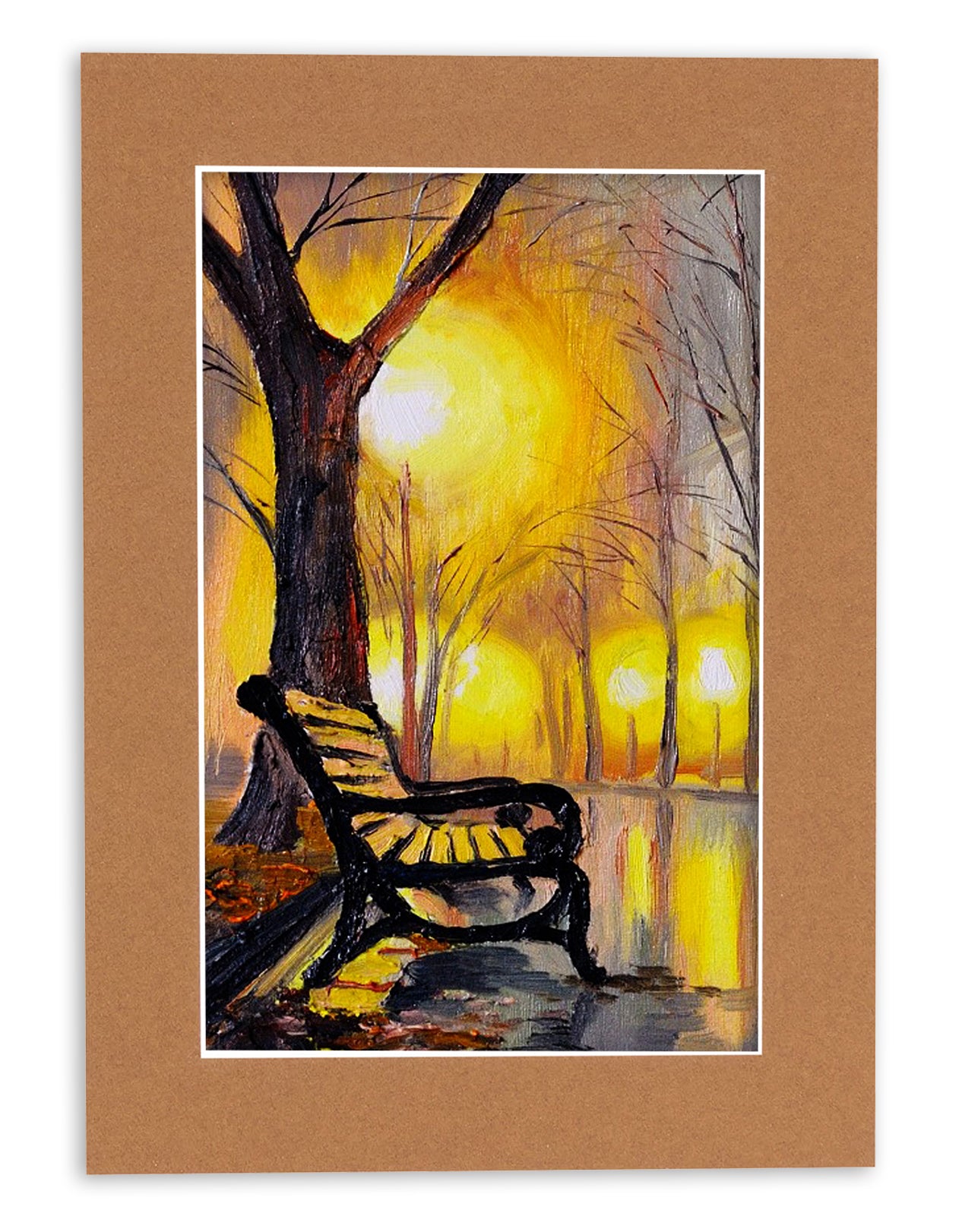 Pack of 25 Aged Oak Brown Precut Acid-Free Matboard Set with Clear Bags & Backings