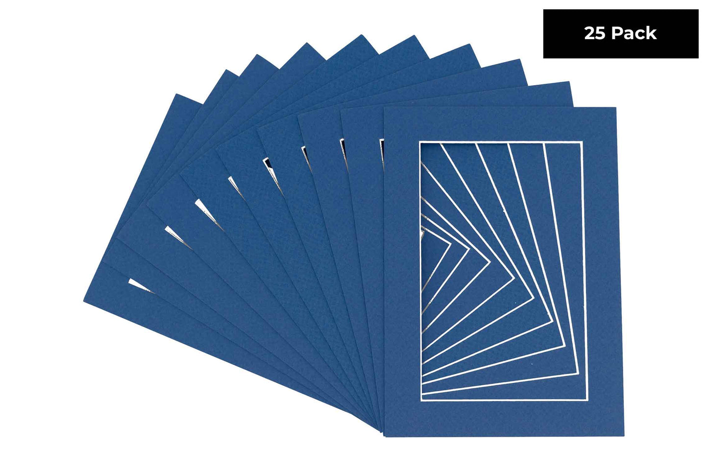 Pack of 25 Royal Blue Precut Acid-Free Matboard Set with Clear Bags & Backings