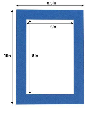 Pack of 10 Royal Blue Precut Acid-Free Matboard Set with Clear Bags & Backings