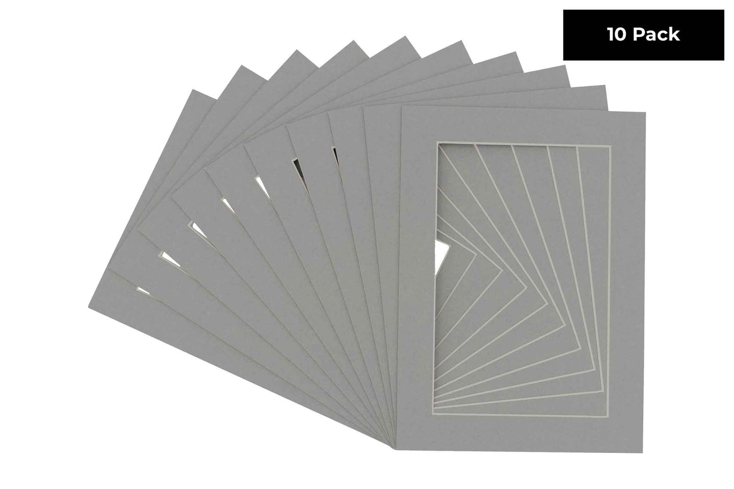 Pack of 10 Mid Grey Precut Acid-Free Matboard Set with Clear Bags & Backings