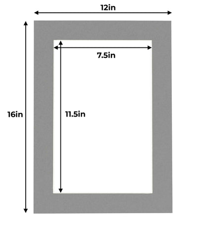 Pack of 25 Mid Grey Precut Acid-Free Matboards