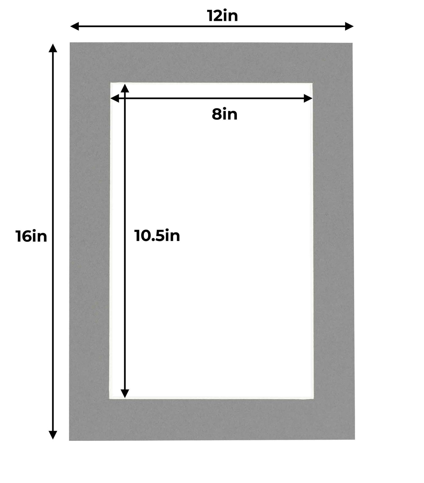 Pack of 10 Mid Grey Precut Acid-Free Matboard Set with Clear Bags & Backings