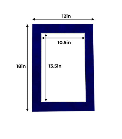 Pack of 25 Royal Blue Suede Precut Acid-Free Matboard Set with Clear Bags & Backings