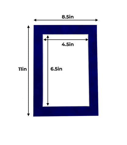 Pack of 25 Royal Blue Suede Precut Acid-Free Matboard Set with Clear Bags & Backings