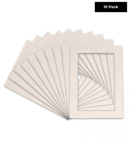 Pack of 10 White Suede Precut Acid-Free Matboard Set with Clear Bags & Backings