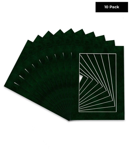 Pack of 10 Green Suede Precut Acid-Free Matboards
