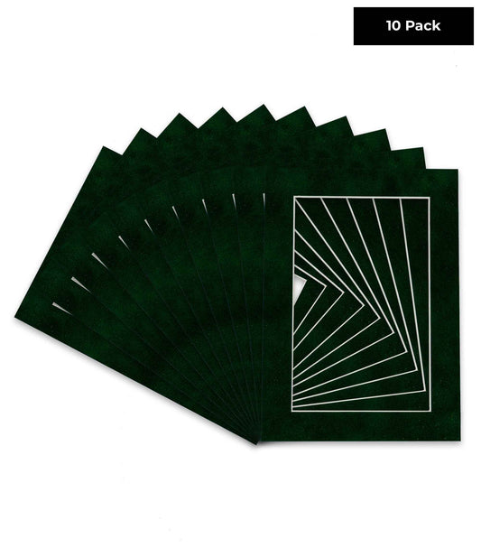 Pack of 10 Green Suede Precut Acid-Free Matboards