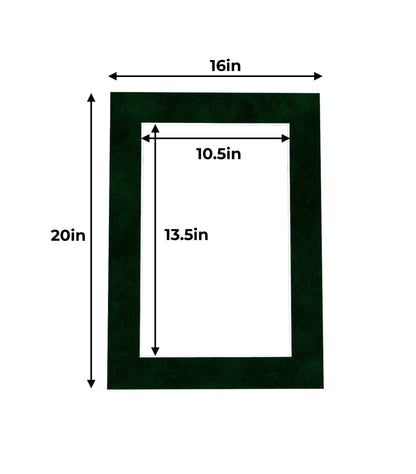 Pack of 25 Green Suede Precut Acid-Free Matboards