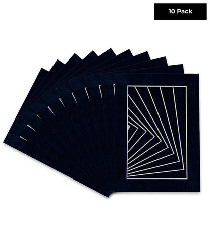 Pack of 10 Navy Blue Suede Precut Acid-Free Matboards