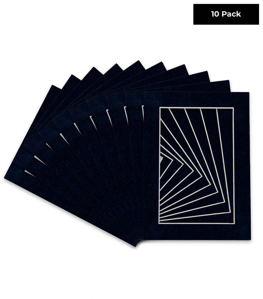 Pack of 10 Navy Blue Suede Precut Acid-Free Matboards