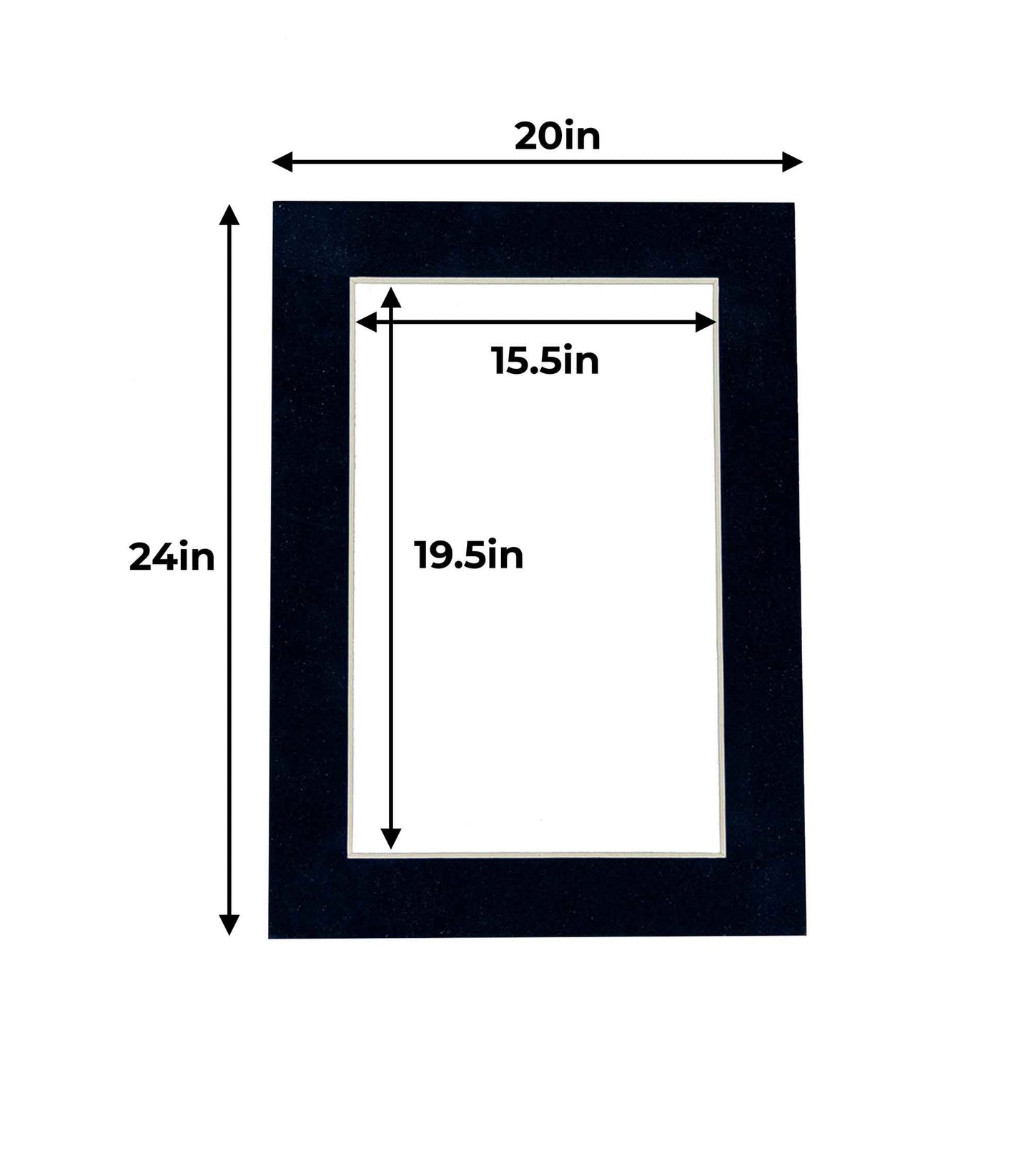 Pack of 25 Navy Blue Suede Precut Acid-Free Matboard Set with Clear Bags & Backings
