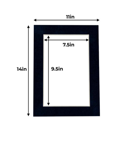 Pack of 10 Navy Blue Suede Precut Acid-Free Matboards