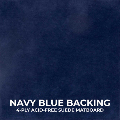 Natural Shadow Box Frame With Navy Blue Acid-Free Suede Backing